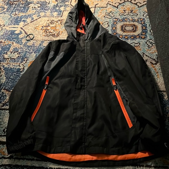 Champion 12/14 kids hooded windbreaker jacket. Black/grey/ orange. Good 2b safe. - Picture 1 of 2